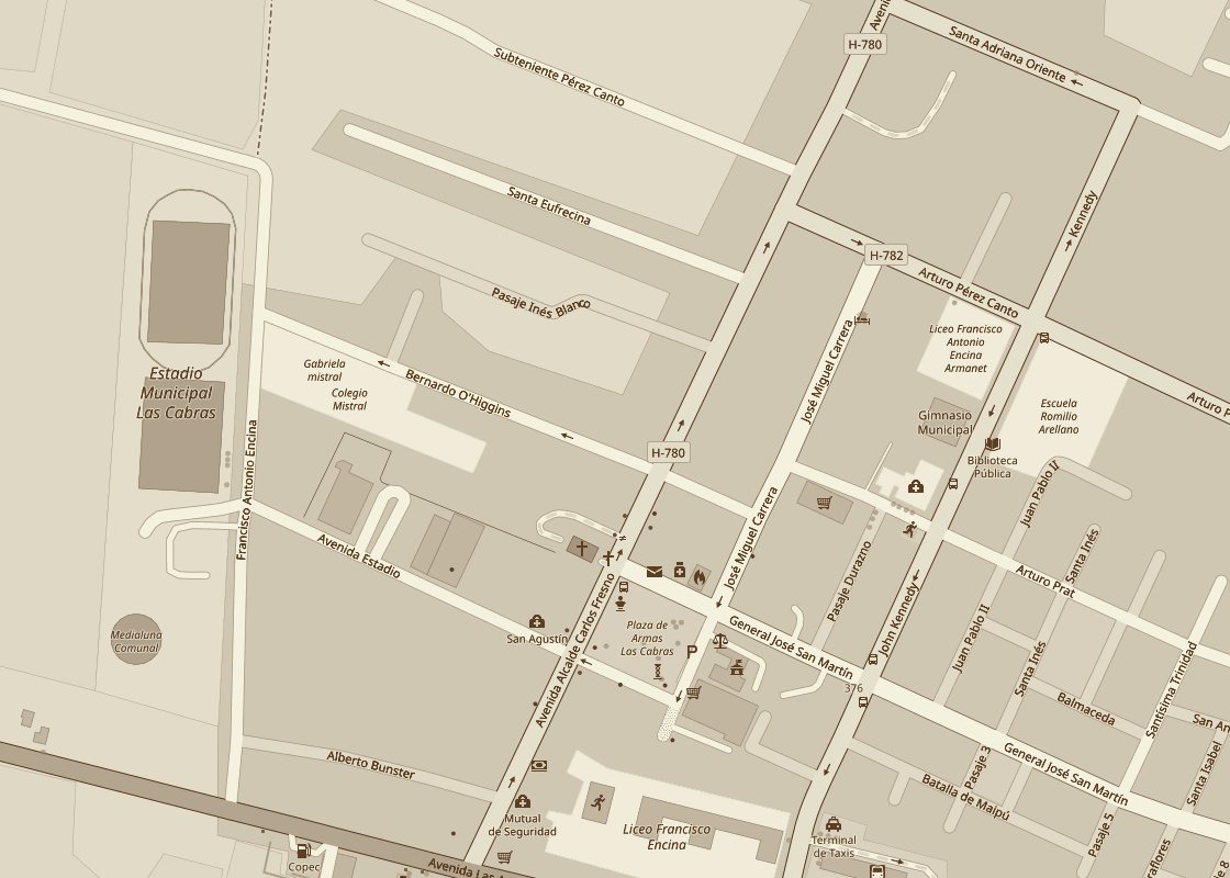 Mapa de la clínica en calle Bernardo O'Higgins, junto al Colegio Mistral